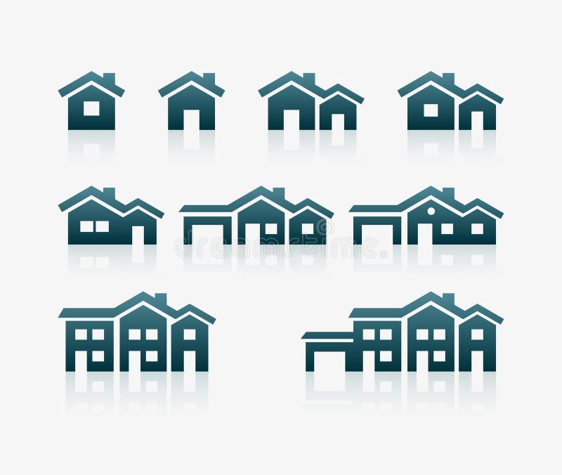 Varios casa conjunto compuesto por iconos.