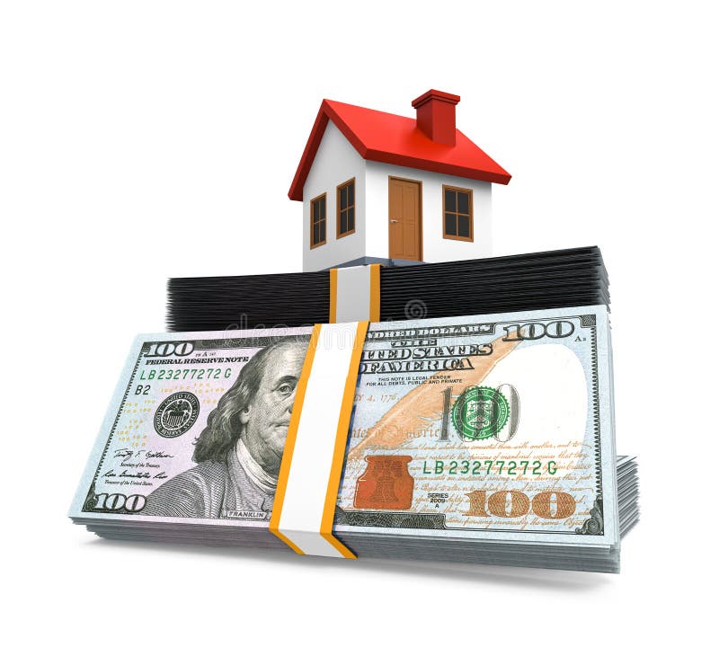 House Icon and Stacks of Dollar Bills Stock Illustration Illustration