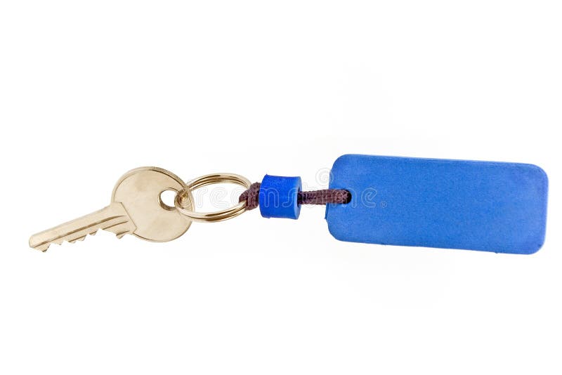 House key with blue tag stock photo. Image of purchase 29009244