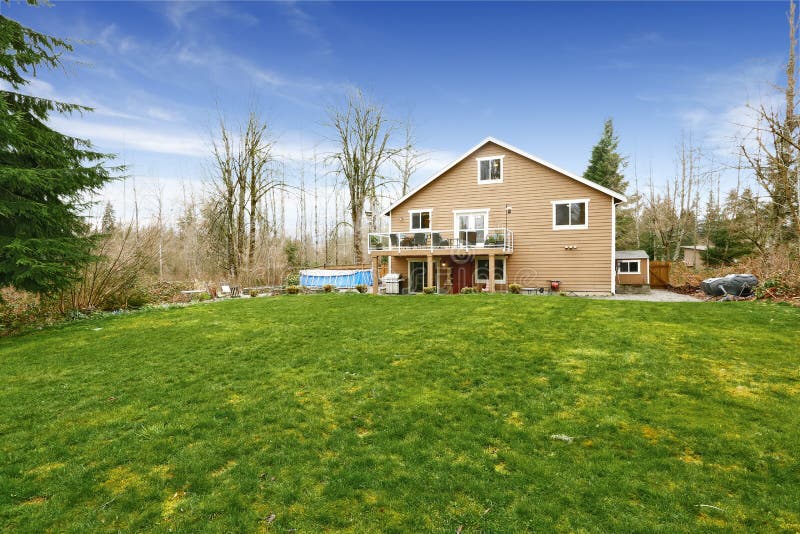 House with Large Backyard Land Stock Image Image of spring, land