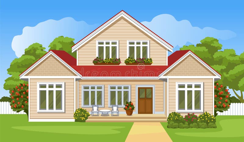 House with a lawn stock vector. Illustration of home - 150978796 House with a lawn stock vector. Illustration of home - 150978796