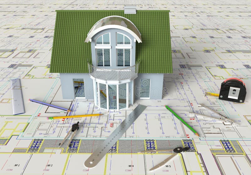 House Layout And Architectural Drawings royalty free stock photo