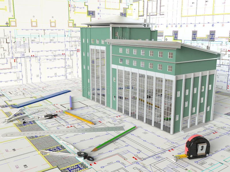 House Layout And Architectural Drawings stock images