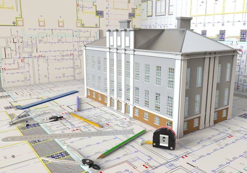 House Layout And Architectural Drawings royalty free stock photos