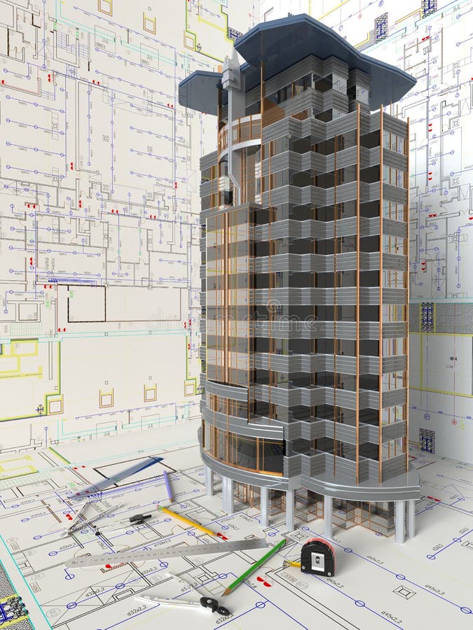 House Layout And Architectural Drawings royalty free illustration