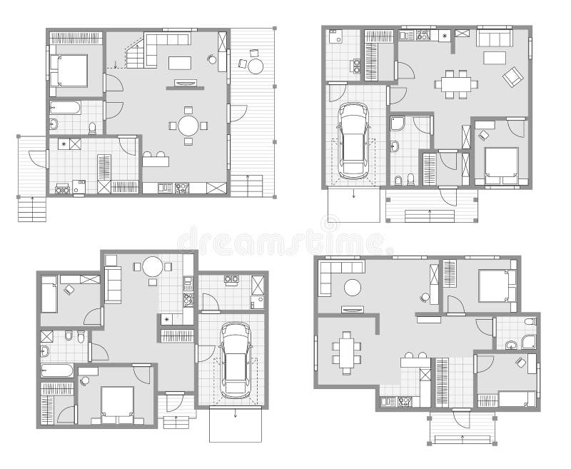 House layout blueprint vector apartment design project royalty free illustration