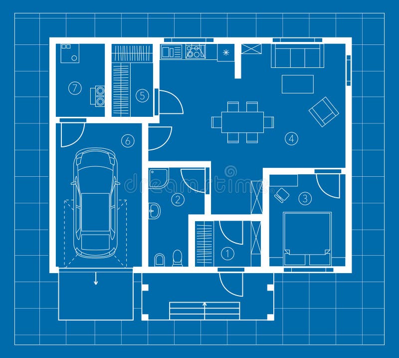 House layout blueprint vector apartment design project stock illustration