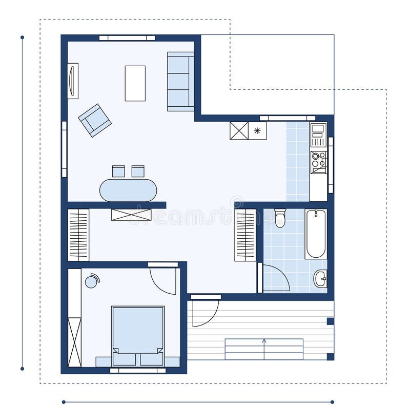 House layout blueprint vector apartment design project royalty free illustration
