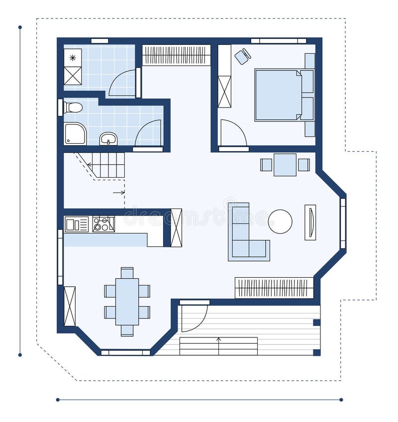 House layout blueprint vector apartment design project royalty free illustration