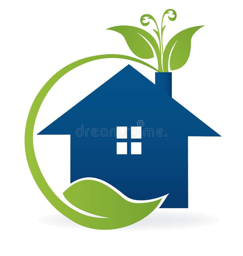 House apartment with green leafs garden ecological logo icon vector design. House apartment with green leafs garden ecological logo icon vector design