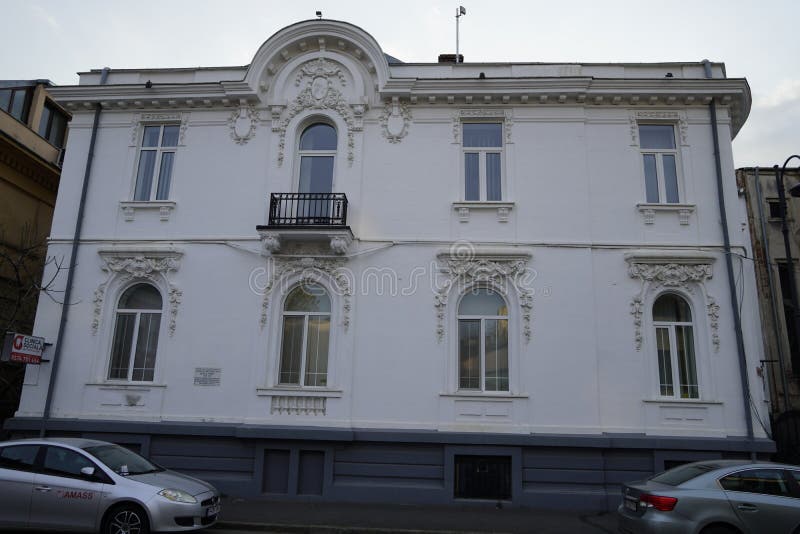 In this house lived the academician Gheorghe Murnu, Louis Blanc Street, Bucharest City, Romania - 14 April 2023 stock photography In this house lived the academician Gheorghe Murnu, Louis Blanc Street, Bucharest City, Romania - 14 April 2023 stock photography