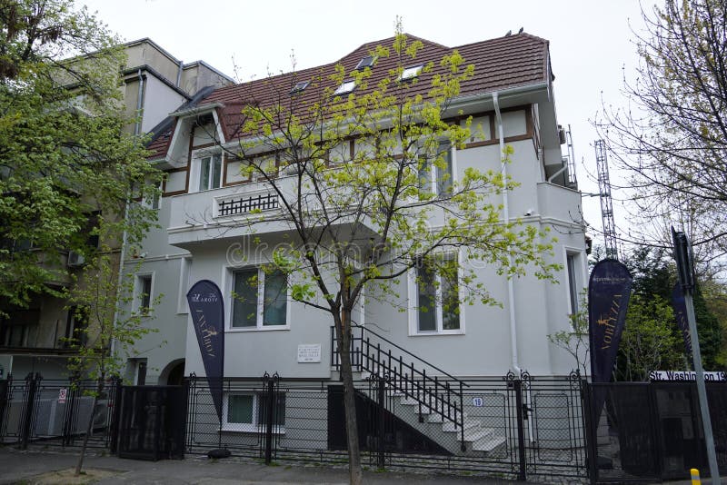 In this house lived the philosopher Mihai Ralea, Washington Street, Bucharest City, Romania - 14 April 2023 royalty free stock photography In this house lived the philosopher Mihai Ralea, Washington Street, Bucharest City, Romania - 14 April 2023 royalty free stock photography