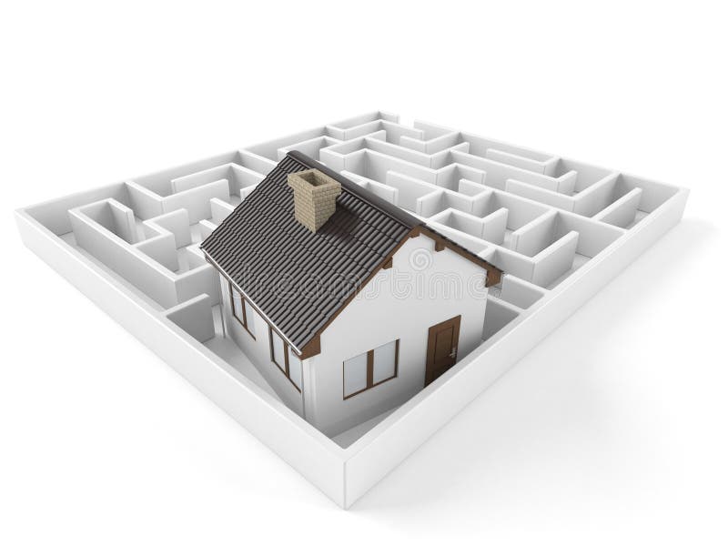 House maze stock illustration. Illustration of house, problem 9714915