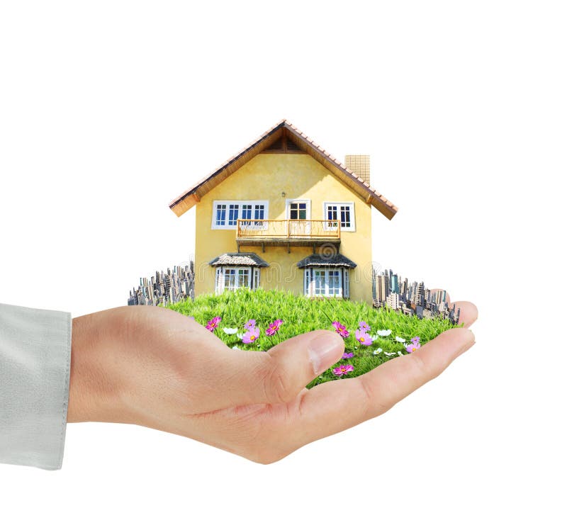 House Model Concept in Hand Stock Photo - Image of completion, sale ...