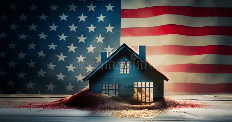 House money, american flag background, usa house mortgage, saving money, sale of real estate, rental housing, small living house,. Ai generated abstract flag stock images, royalty-free photos and pictures