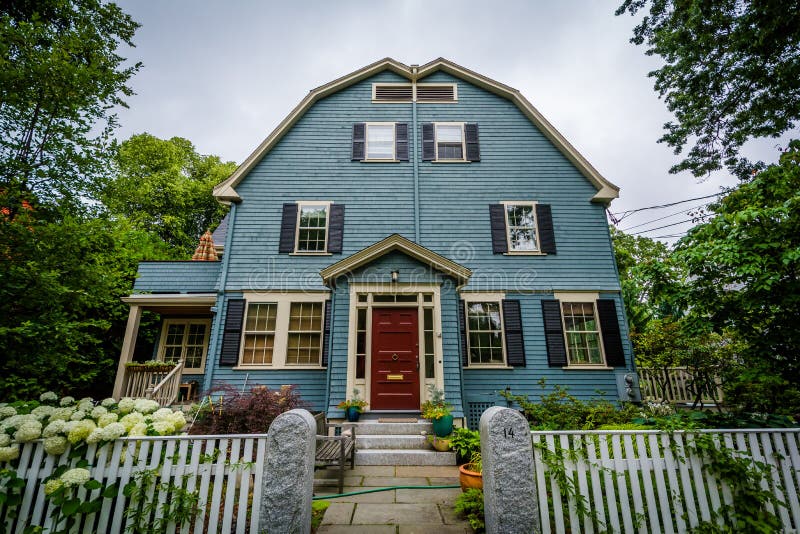 House Near Harvard Square in Cambridge, Massachusetts. Stock Image
