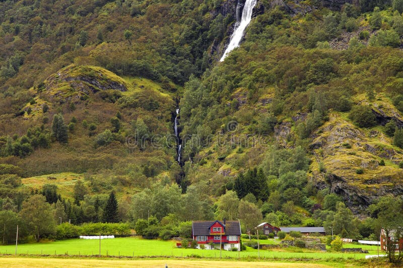 House near the waterfall. stock image. Image of rural 27655413