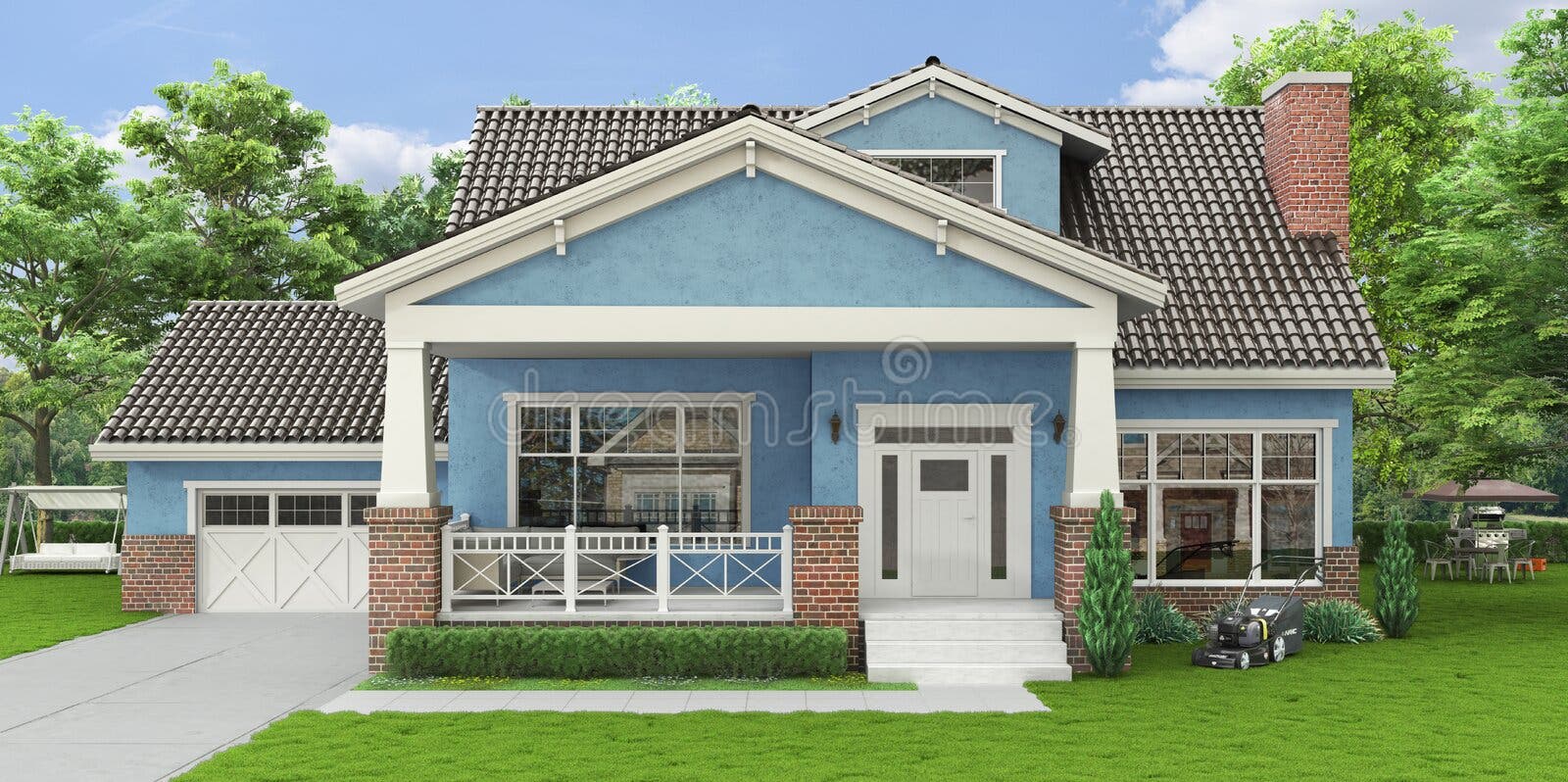 House at the garden zone stock illustration. Illustration of ...