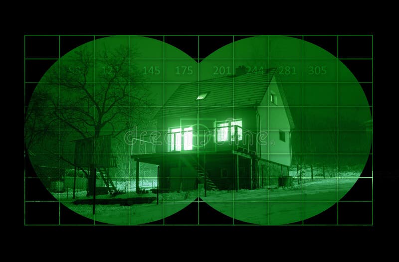 House during night through night vision