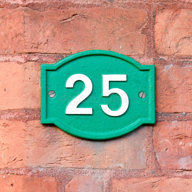 House Number 25 stock image. Image of sign, green, plaque - 116245033
