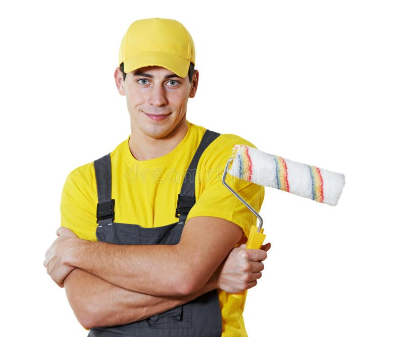 House painter portrait stock image. Image of priming 34161707