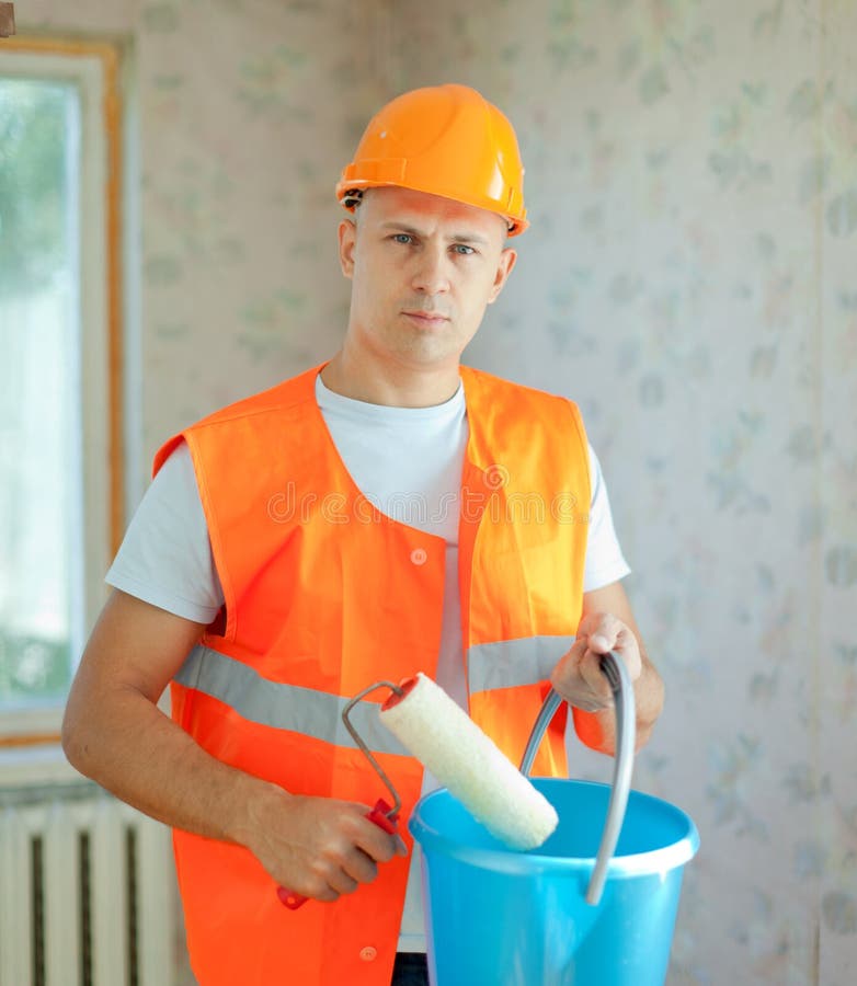 House Painters with Paint Roller Stock Photo Image of construction