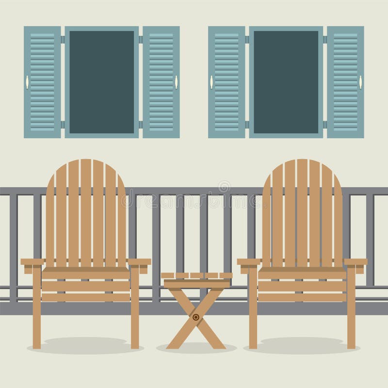 House Patio With Garden Chairs And Open Windows