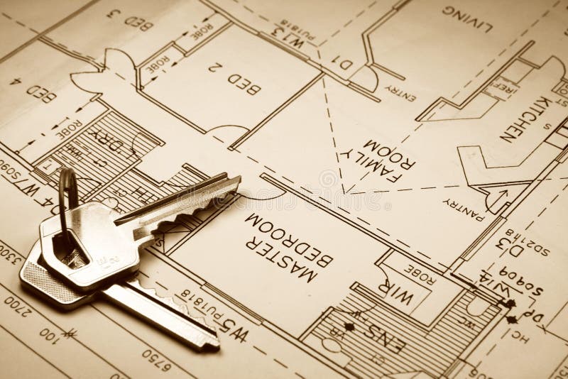 House plan in sepia colour