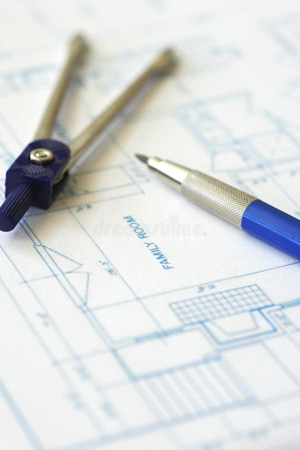 House plan blueprint - Architect design royalty free stock photo
