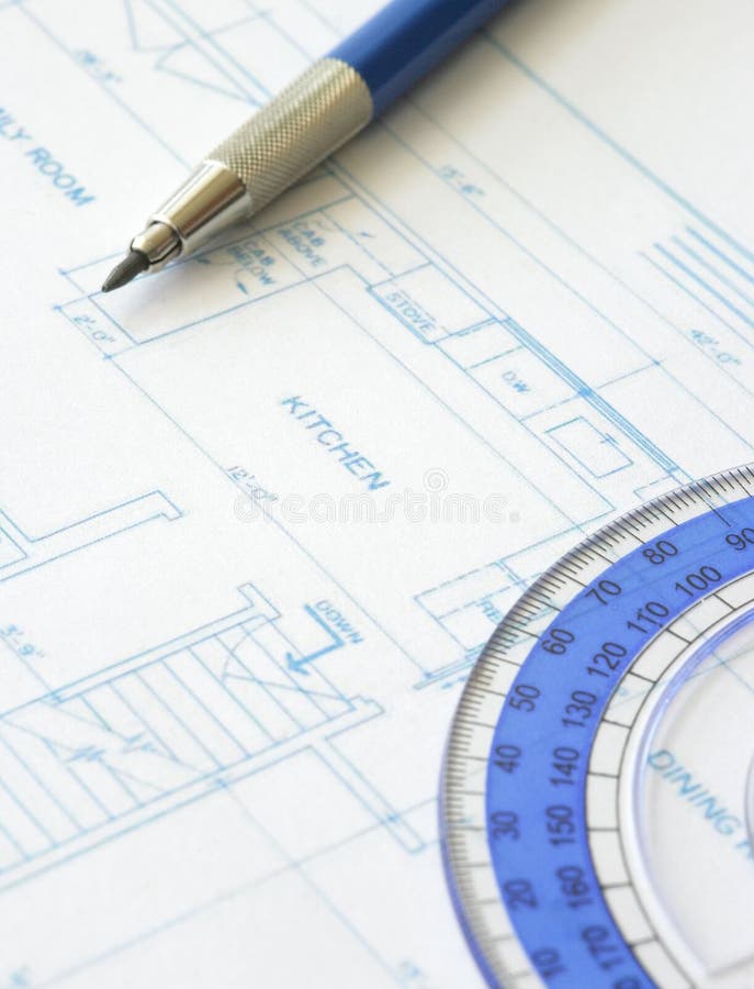 House plan blueprint - Architect design stock image