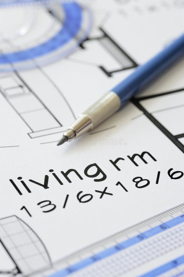 House plan blueprint - Architect design stock photo