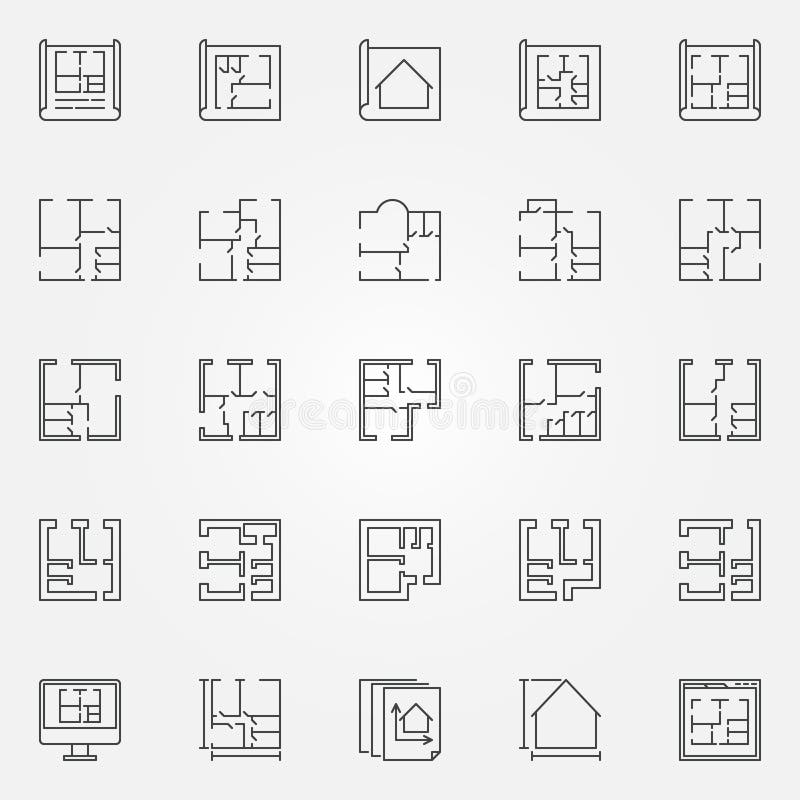 House plans icon set stock illustration