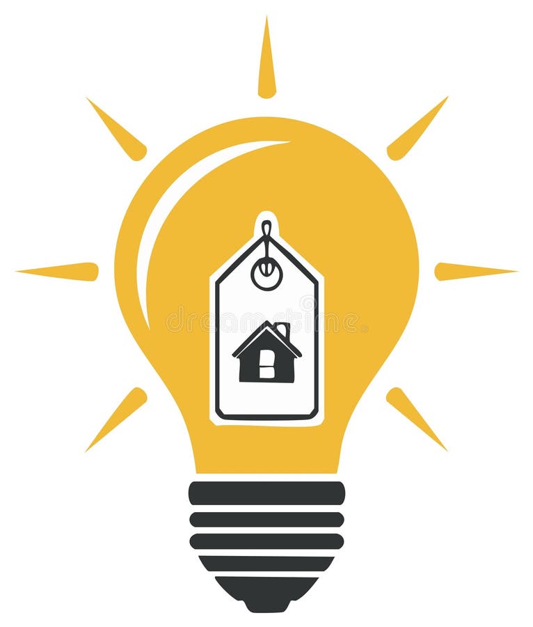 House Price Idea Lightbulb and Tag Creative Concept New Home Value Appraisal vector illustration