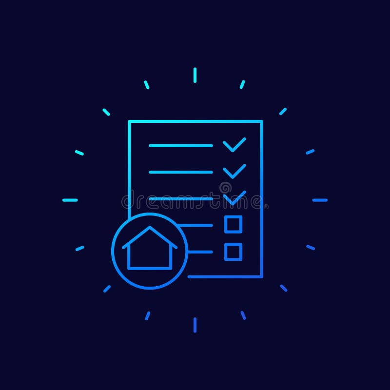 House project line icon on dark vector illustration