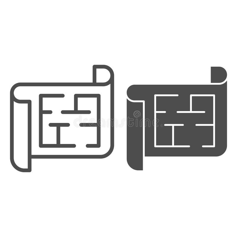 House project line and solid icon, house repair concept, blueprint sign on white background, Home plan icon in outline stock illustration