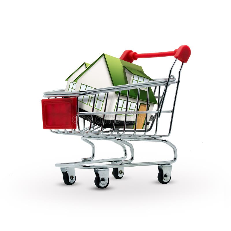 House in shopping cart stock illustration. Illustration of exterior