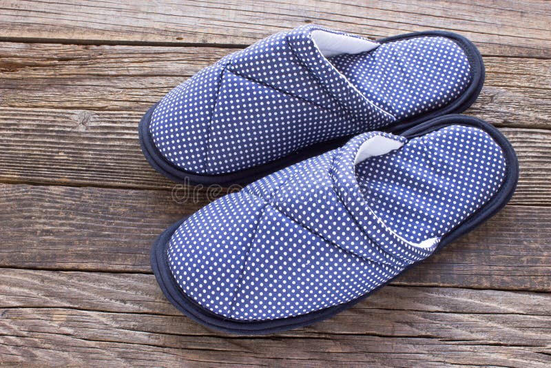 House Slippers on Wooden Floor Stock Photo Image of white, wooden