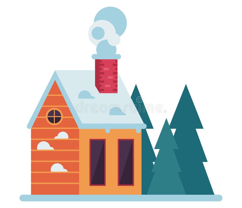 House with snow and pines royalty free illustration