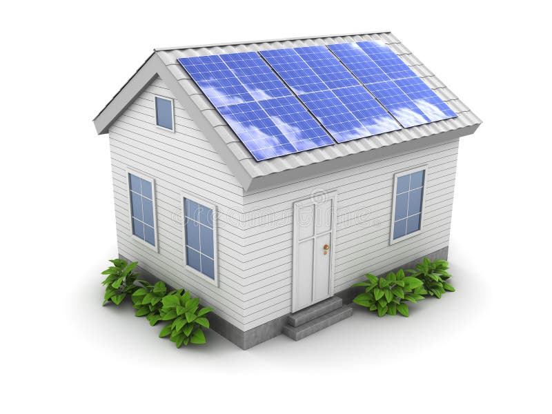 House with solar panel royalty free illustration