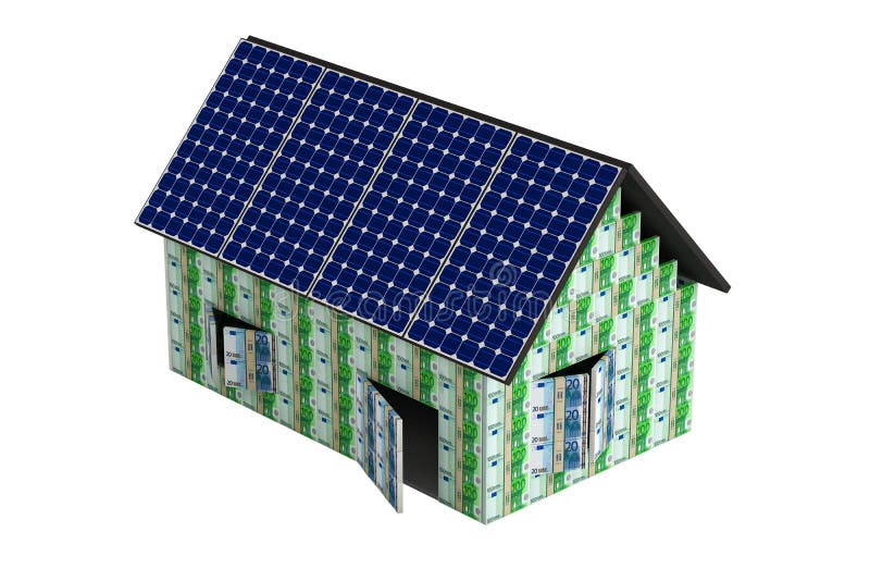 House with solar panels vector illustration