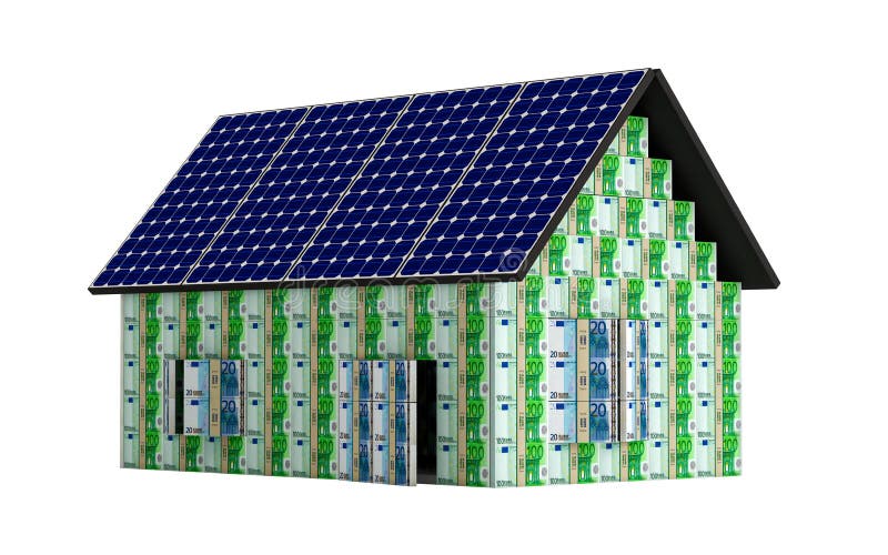 House with solar panels vector illustration