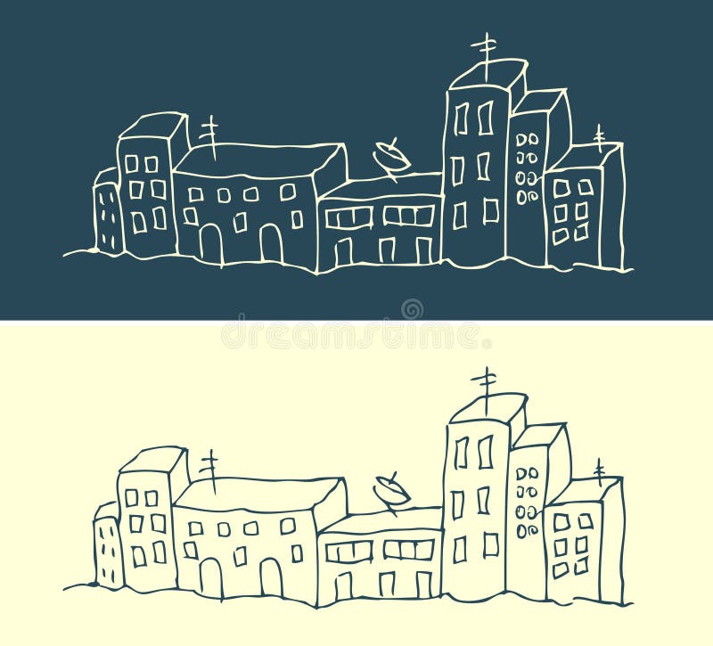 House and street city pattern illustration