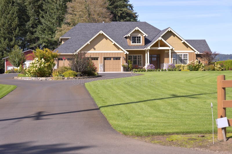 House in a Suburb in Canby Oregon. Stock Photo Image of trees