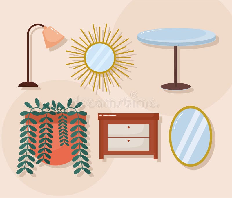 House decor icons set cartoon style Royalty Free Vector