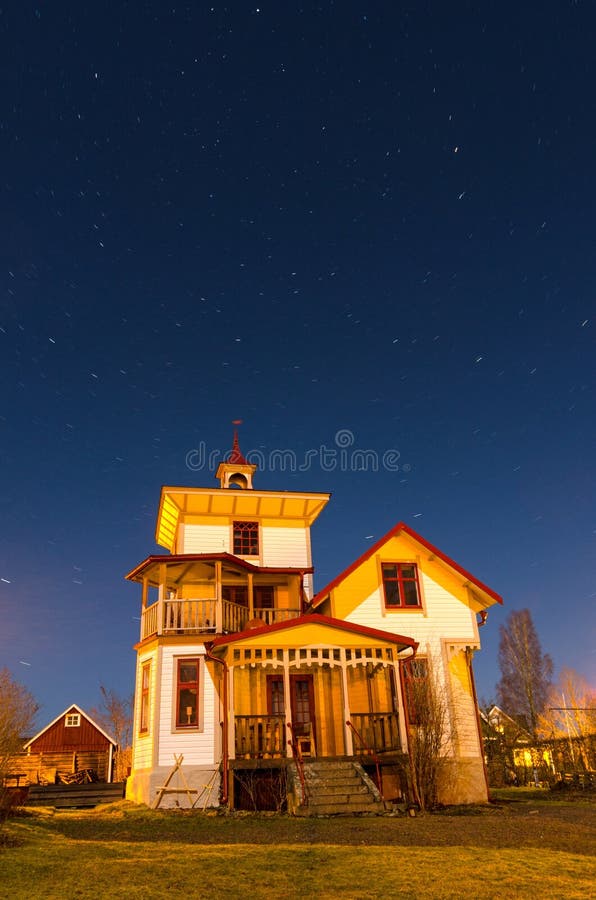 House under the stars royalty free stock photo