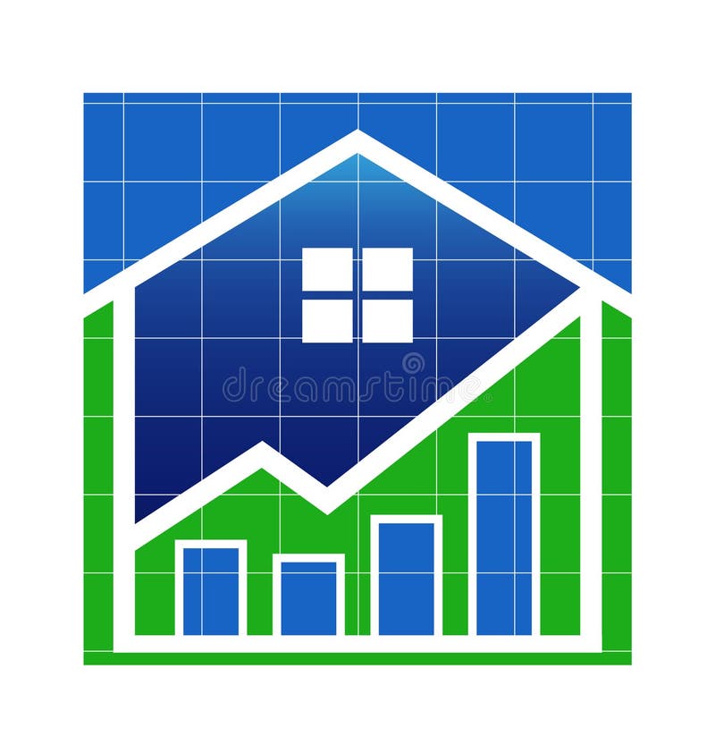 A house in a graphic sheet with chart. A house in a graphic sheet with chart