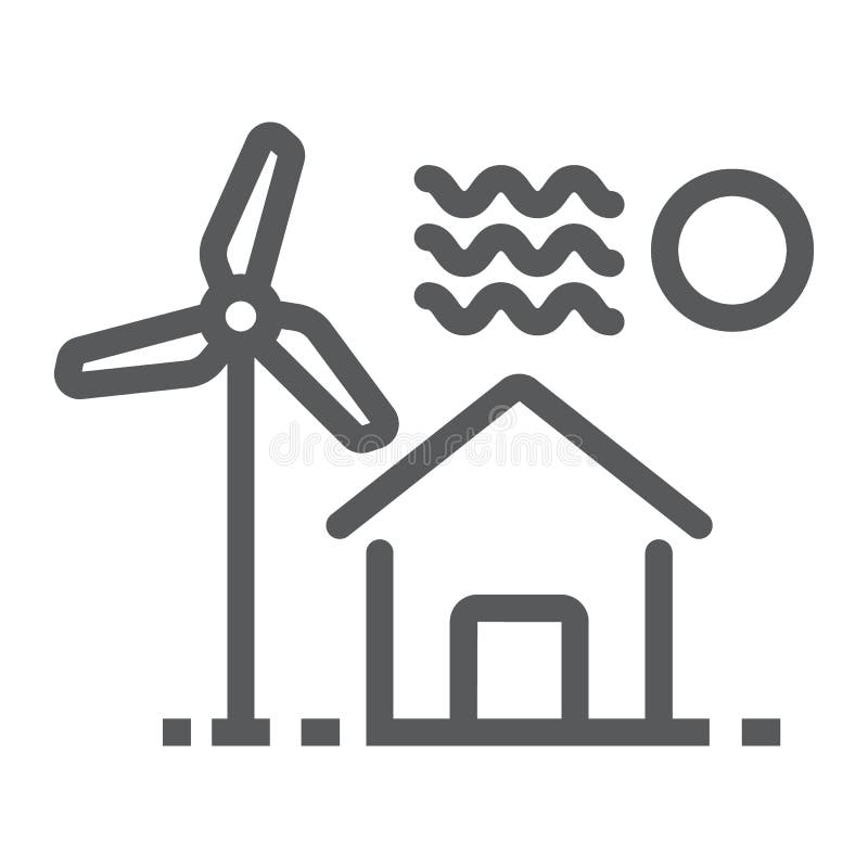 Download House With Windmill Line Icon, Real Estate Stock Vector ...