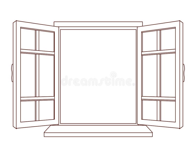 House Window Open Cartoon Isolated in Black and White Stock Vector -  Illustration of door, architecture: 154122674