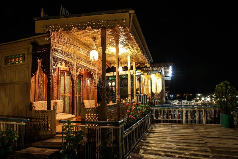 Houseboats Porches at night-Srinagar,Kashmir,India