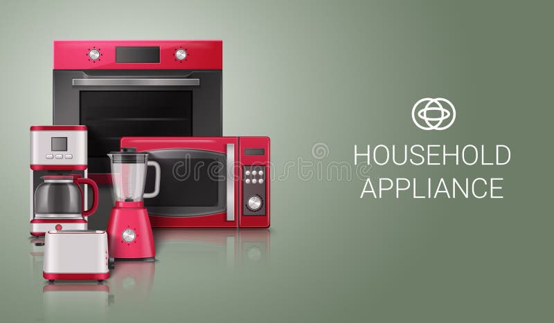 Realistic Household Kitchen Appliances Icon Set Stock Vector - Illustration  of appliance, kettle: 117220560